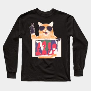 Peace Cat - Talking Heads Vintage Long Sleeve T-Shirt